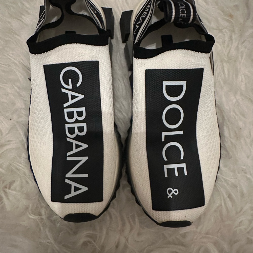 Dolce & Gabbana Black and White Knit Sneakers